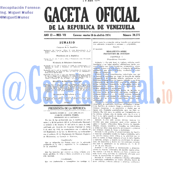 Gaceta Oficial 30375 del 16 Abril 1974