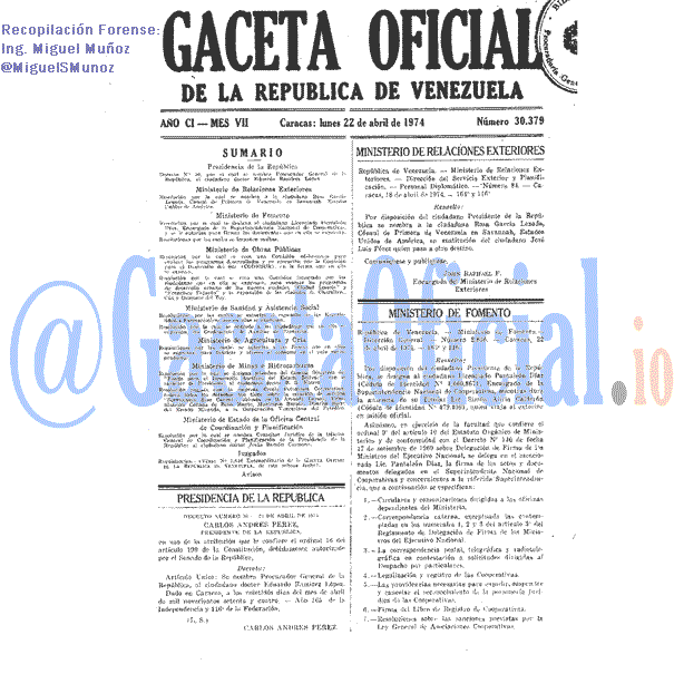Gaceta Oficial 30379 del 22 Abril 1974
