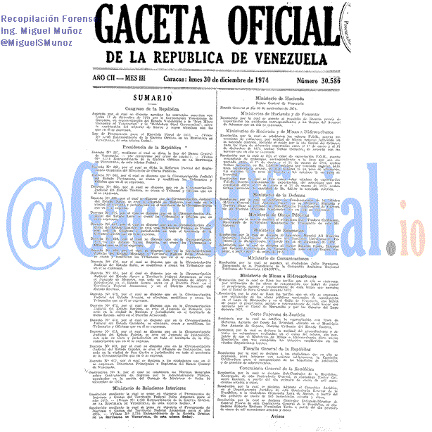 Gaceta Oficial 30586 del 30 Diciembre 1974