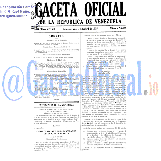 Gaceta Oficial 30668 del 14 Abril 1975