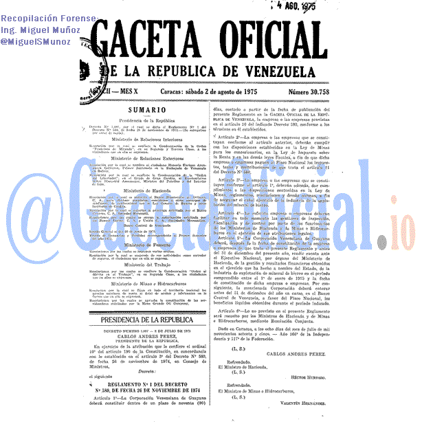 Gaceta Oficial 30758 del 2 Agosto 1975