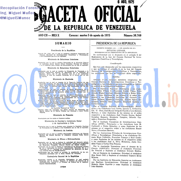 Gaceta Oficial 30760 del 5 Agosto 1975