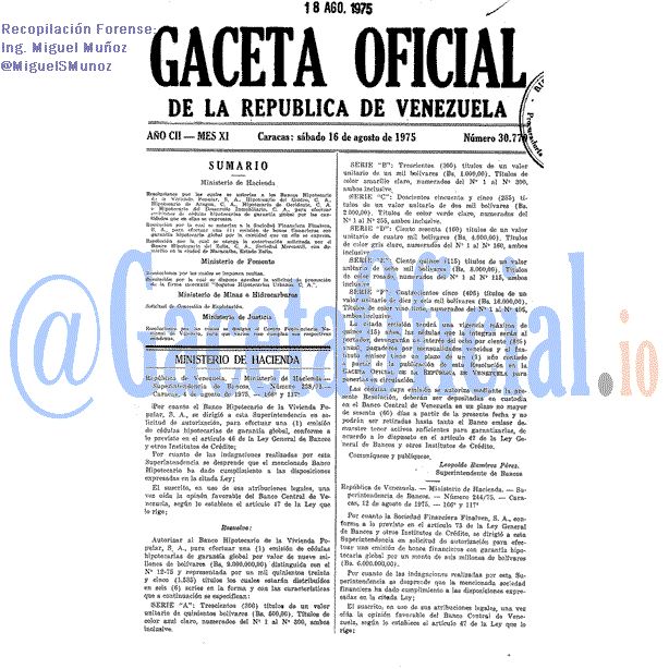 Gaceta Oficial 30770 del 16 Agosto 1975