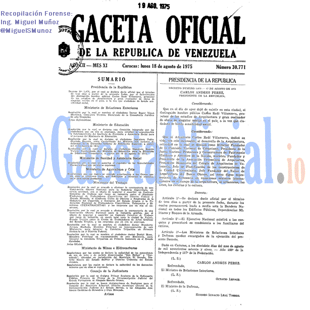 Gaceta Oficial 30771 del 18 Agosto 1975