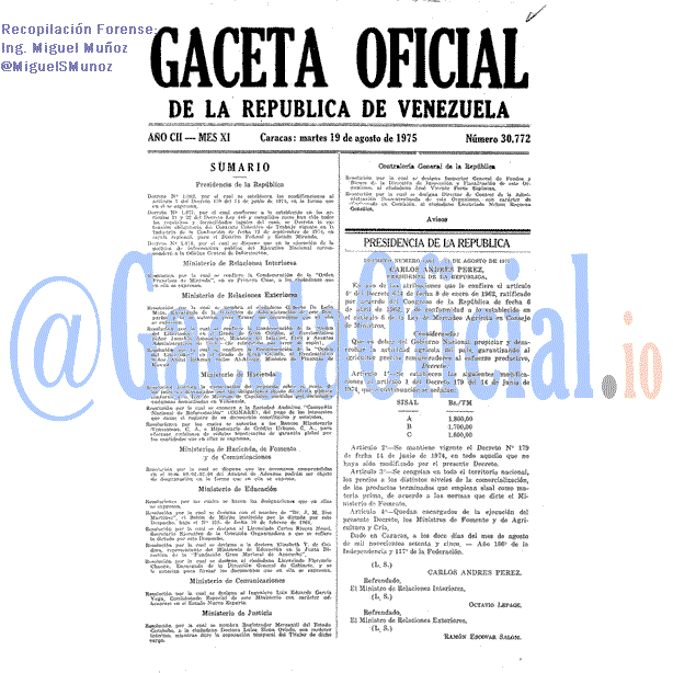Gaceta Oficial 30772 del 19 Agosto 1975