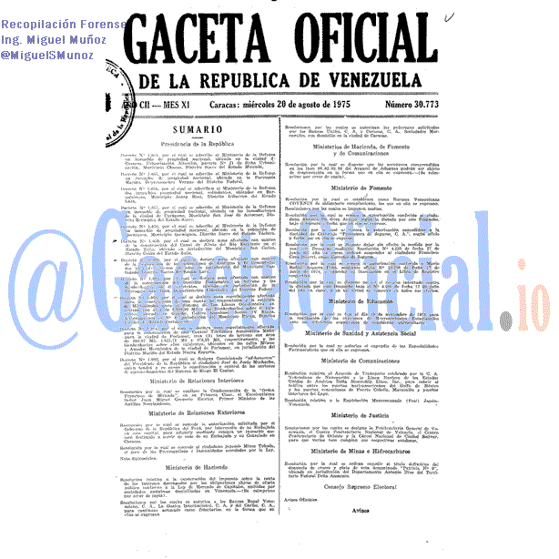 Gaceta Oficial 30773 del 20 Agosto 1975