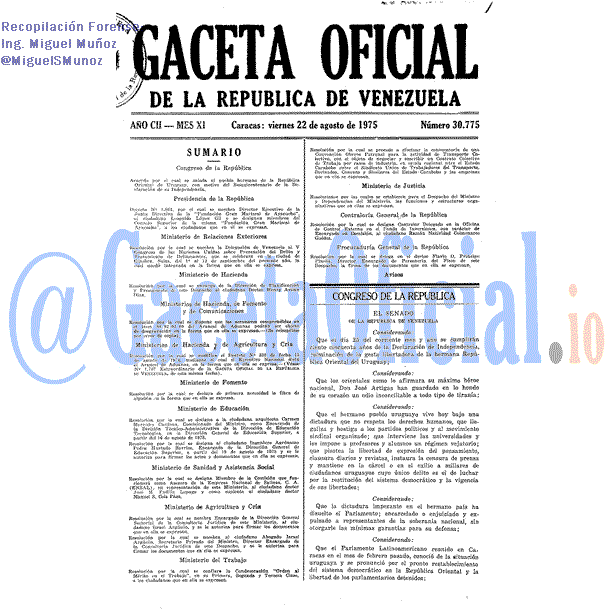 Gaceta Oficial 30775 del 22 Agosto 1975