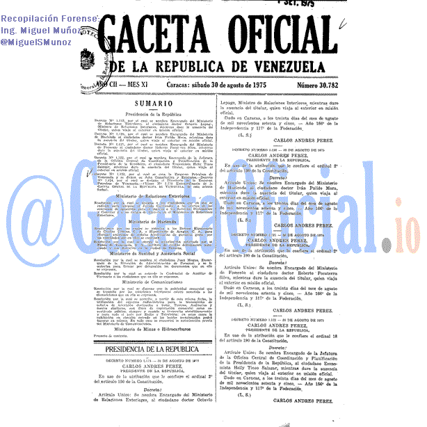 Gaceta Oficial 30782 del 30 Agosto 1975
