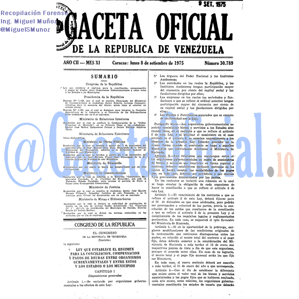 Gaceta Oficial 30789 del 8 Septiembre 1975