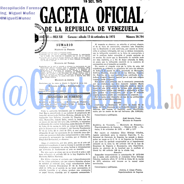 Gaceta Oficial 30794 del 13 Septiembre 1975