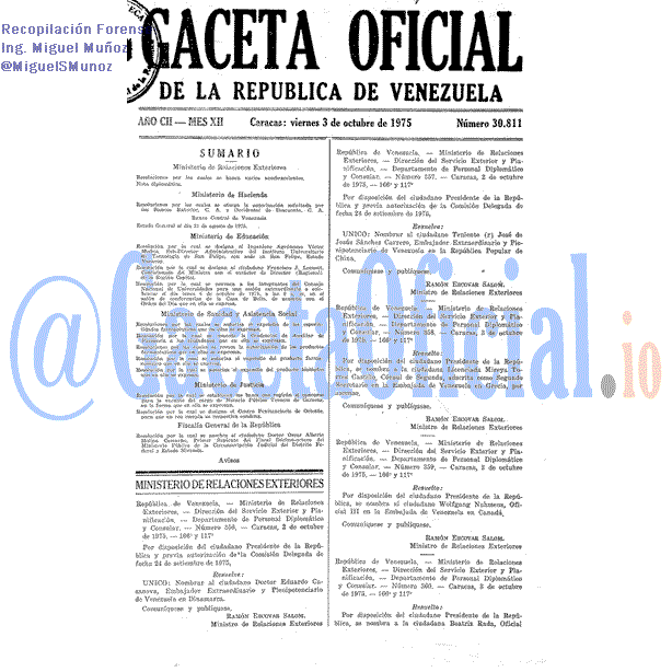 Gaceta Oficial 30811 del 3 Octubre 1975