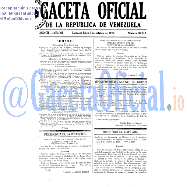 Gaceta Oficial 30813 del 6 Octubre 1975