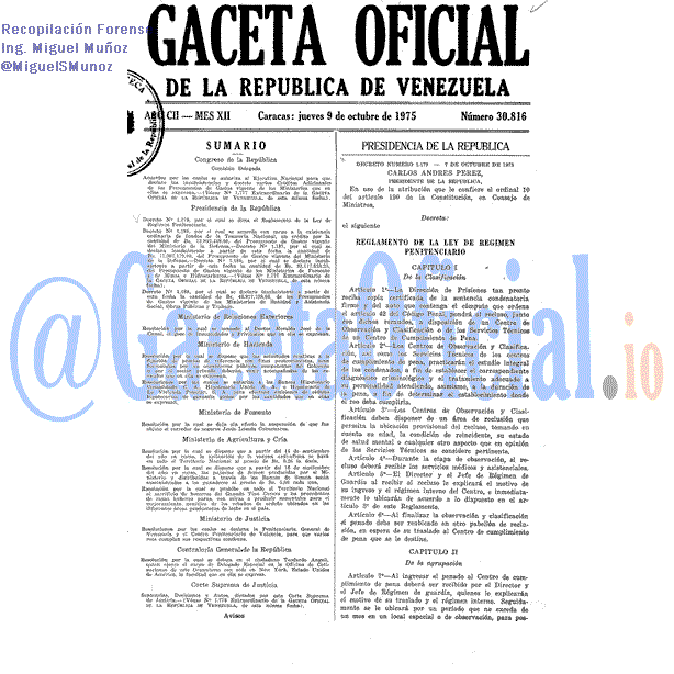 Gaceta Oficial 30816 del 9 Octubre 1975