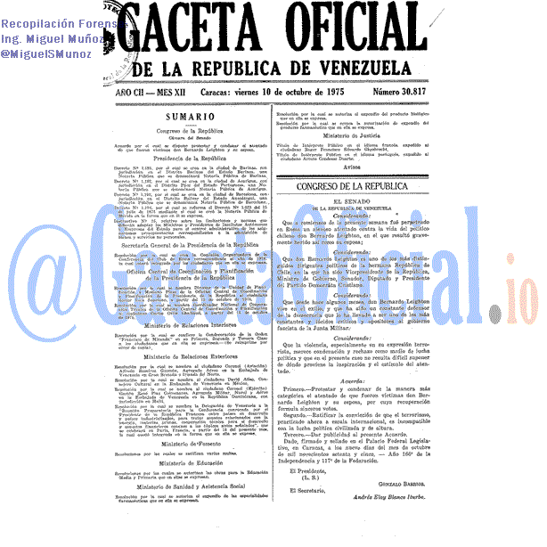Gaceta Oficial 30817 del 10 Octubre 1975