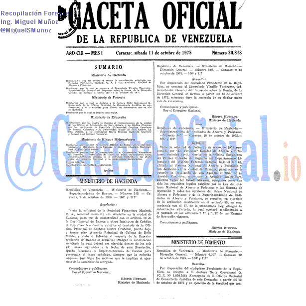 Gaceta Oficial 30818 del 11 Octubre 1975