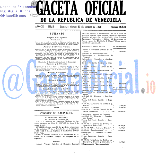 Gaceta Oficial 30823 del 17 Octubre 1975
