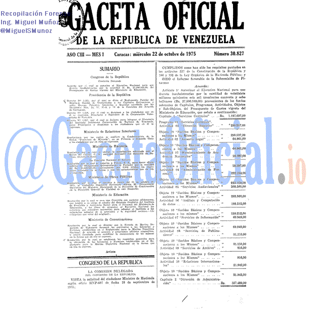 Gaceta Oficial 30827 del 22 Octubre 1975