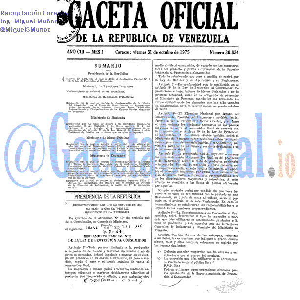 Gaceta Oficial 30834 del 31 Octubre 1975