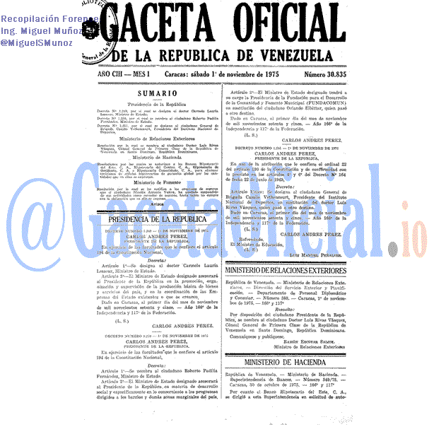 Gaceta Oficial 30835 del 1 Noviembre 1975