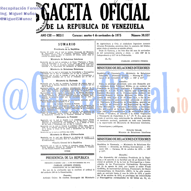 Gaceta Oficial 30837 del 4 Noviembre 1975