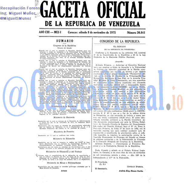 Gaceta Oficial 30841 del 8 Noviembre 1975