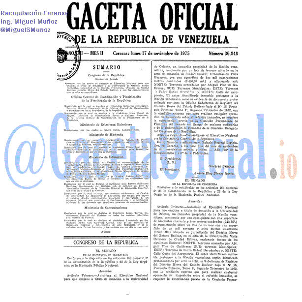 Gaceta Oficial 30848 del 17 Noviembre 1975