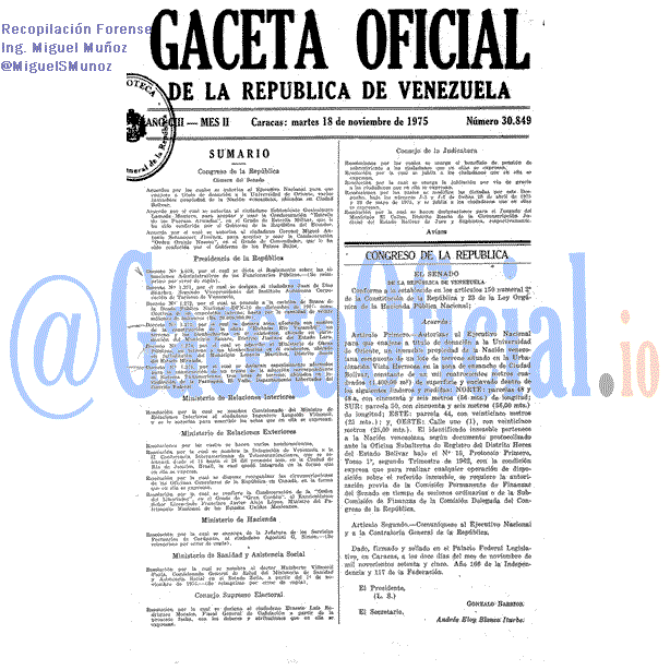 Gaceta Oficial 30849 del 18 Noviembre 1975