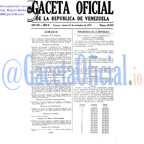 Gaceta Oficial 30852 del 21 Noviembre 1975