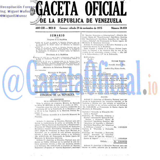 Gaceta Oficial 30859 del 29 Noviembre 1975
