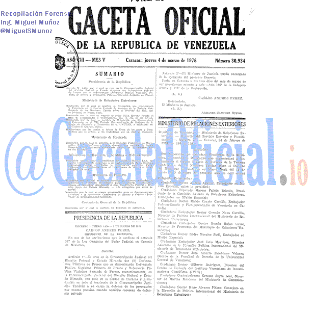 Gaceta Oficial 30934 del 4 Marzo 1976