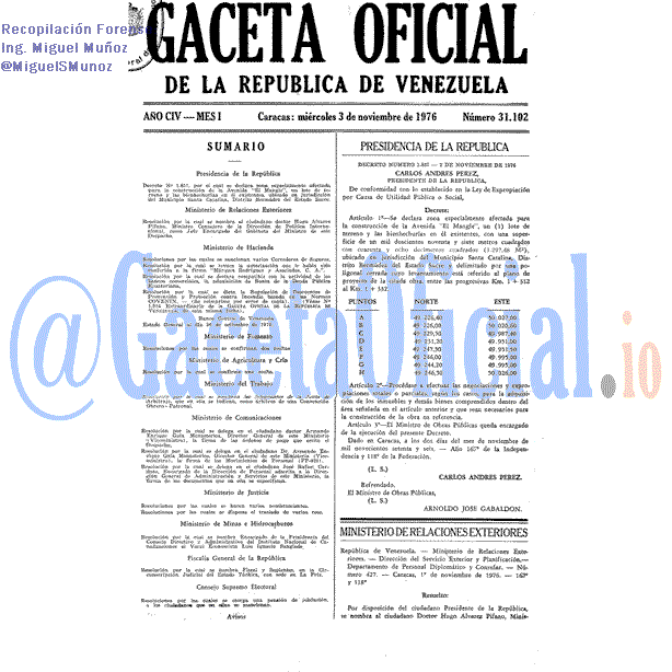 Gaceta Oficial 31102 del 3 Noviembre 1976