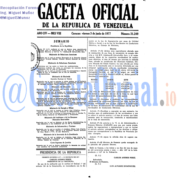 Gaceta Oficial 31249 del 3 Junio 1977