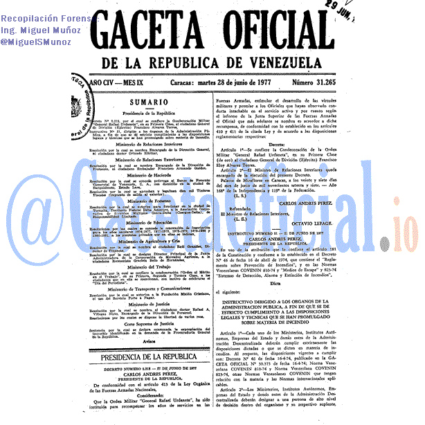 Gaceta Oficial 31265 del 28 Junio 1977