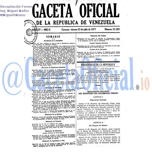 Gaceta Oficial 31282 del 22 Julio 1977