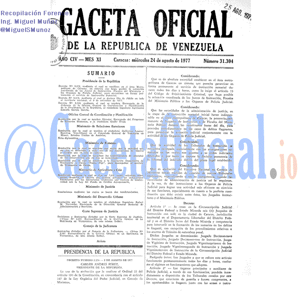 Gaceta Oficial 31304 del 24 Agosto 1977