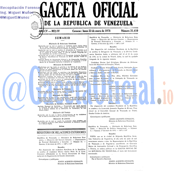 Gaceta Oficial 31410 del 23 Enero 1978