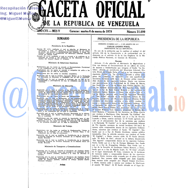 Gaceta Oficial 31690 del 6 Marzo 1979