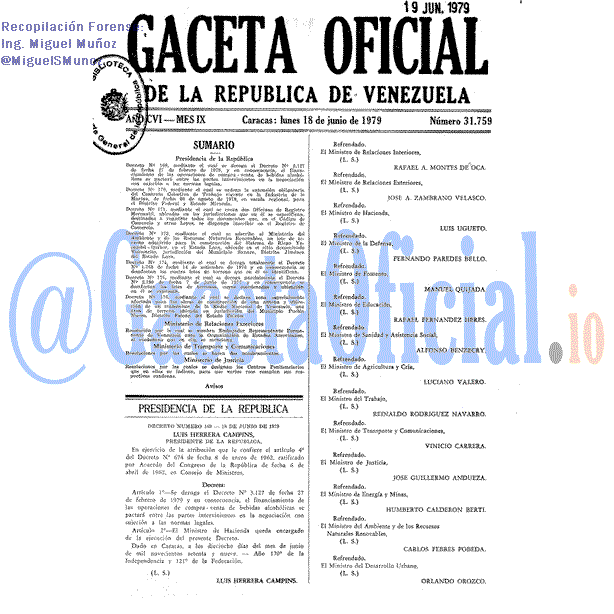 Gaceta Oficial 31759 del 18 Junio 1979