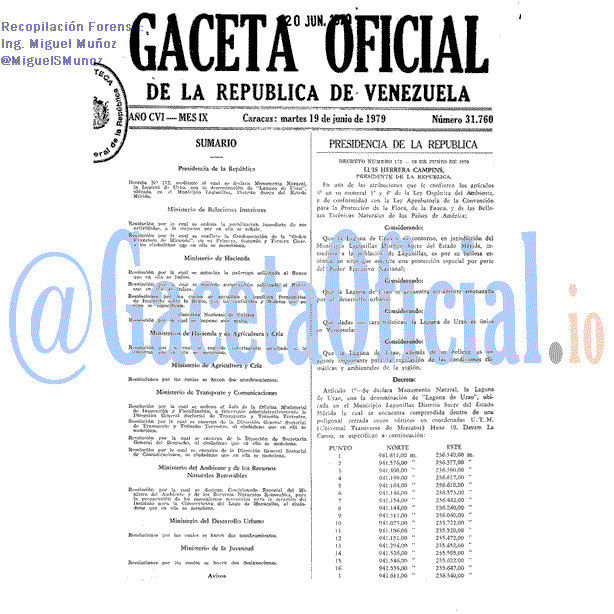 Gaceta Oficial 31760 del 19 Junio 1979