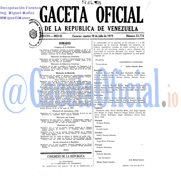 Gaceta Oficial 31774 del 10 Julio 1979