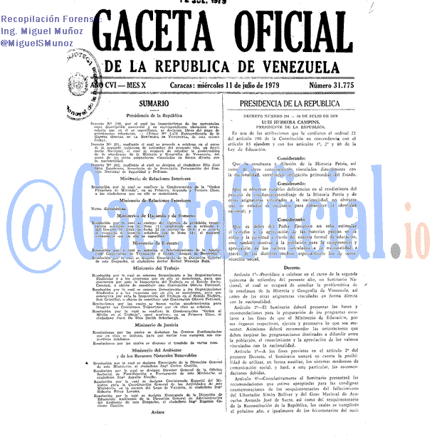 Gaceta Oficial 31775 del 11 Julio 1979