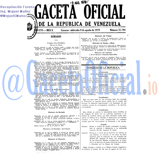 Gaceta Oficial 31794 del 8 Agosto 1979