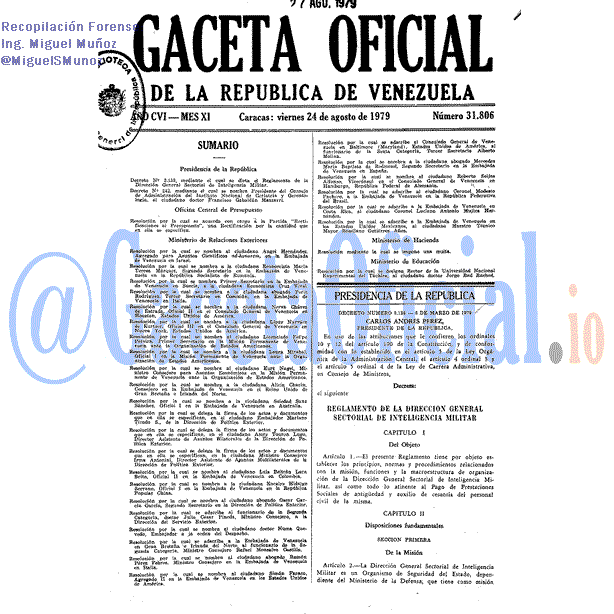 Gaceta Oficial 31806 del 24 Agosto 1979