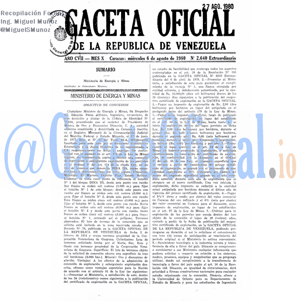 Gaceta Oficial 2640 del 6 Agosto 1980