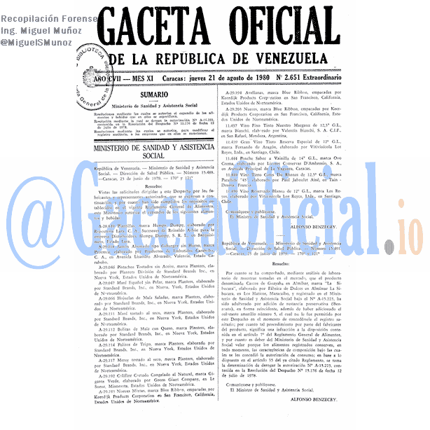 Gaceta Oficial 2651 del 21 Agosto 1980