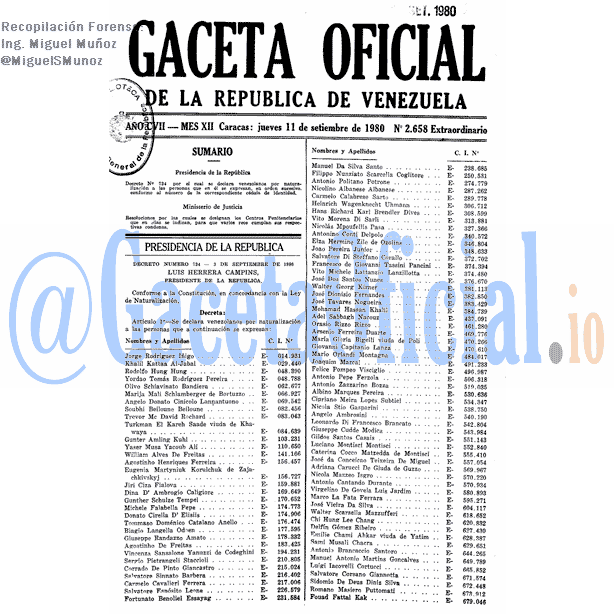 Gaceta Oficial 2658 del 11 Septiembre 1980