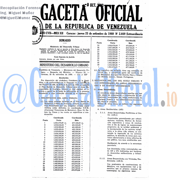 Gaceta Oficial 2669 del 25 Septiembre 1980