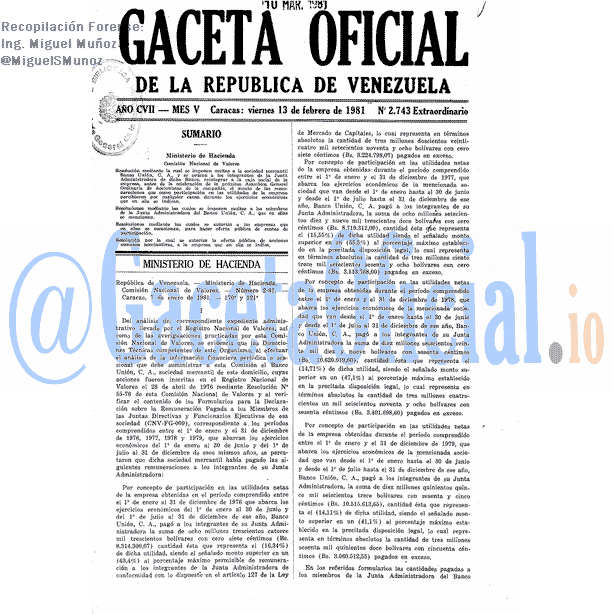Gaceta Oficial 2743 del 13 Febrero 1981