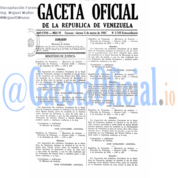 Gaceta Oficial 2765 del 3 Abril 1981