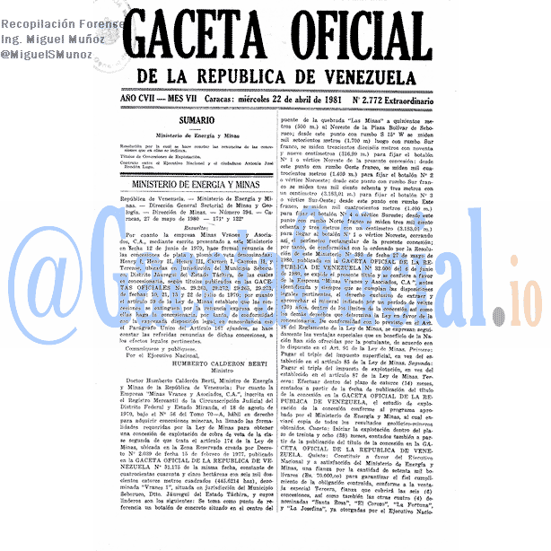 Gaceta Oficial 2772 del 22 Abril 1981